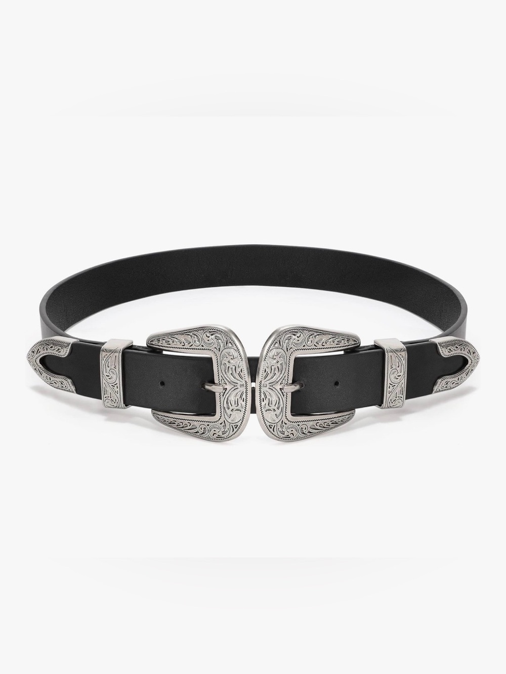 Silver and Black Western Belt